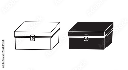 Storage Box Icon Set Outline and Solid Style Flat Vector Design Symbol