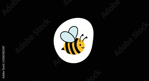 Cuadro en lienzo Cute cartoon bumblebee in white circle