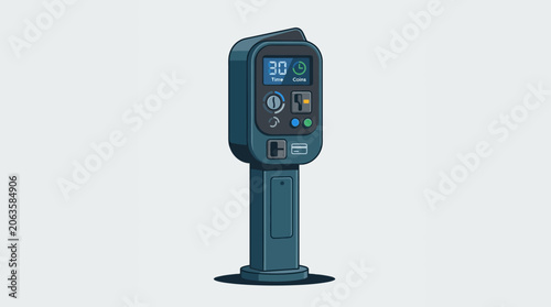 Foto Modern parking meter device for urban street payment collection