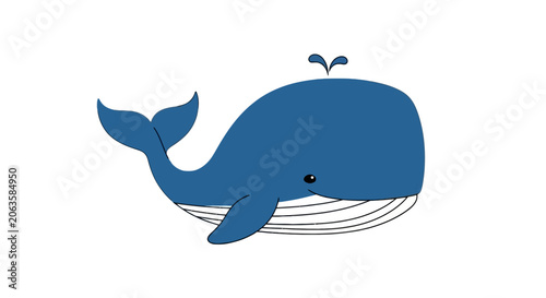Tableau sur toile Blue whale mascot swimming with blowhole water spray