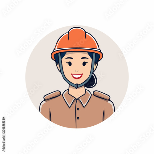 Cartoon Woman Wearing Hard Hat and Uniform
