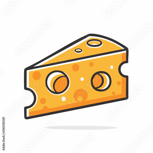 Cartoon Slice of Swiss Cheese with Holes