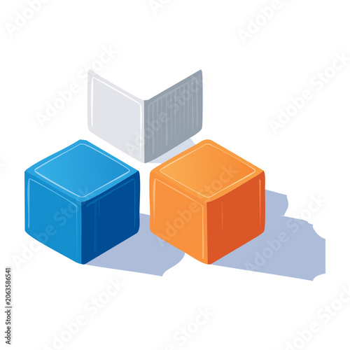 Isometric 3D Render of Colorful Cubes and Open Book