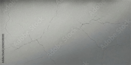 Cuadro en lienzo Cracked grey concrete wall showing stress fractures and decay, highlighting textures of damage and neglect