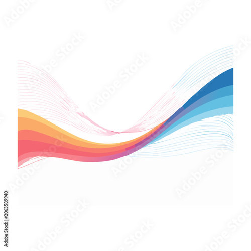 Curved gradient ribbon on transparent background