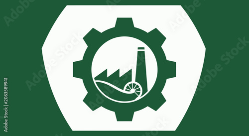 Industrial Factory Gear Symbol Green Icon.