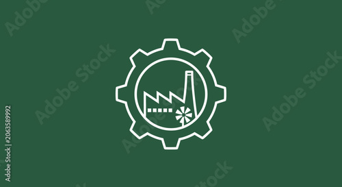 Industrial Gear with Factory Icon.
