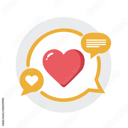 Flat design heart with ribbon symbol