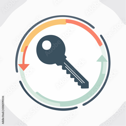 Key with Circular Progress Indicator and Arrows