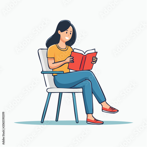 Woman Sitting and Reading a Book