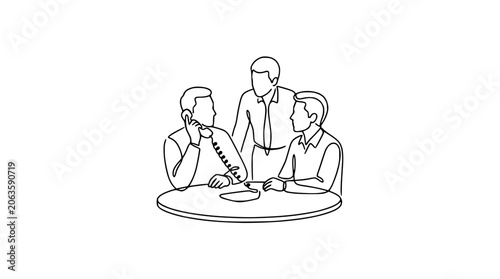 Business meeting with phone call discussion