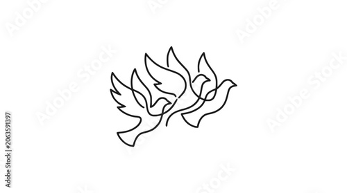Bild auf Leinwand Minimalist line art of three flying doves