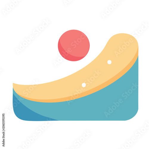 Abstract flat wave design orange blue red