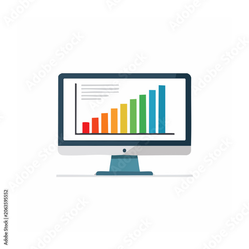 Flat design bar chart data visualization