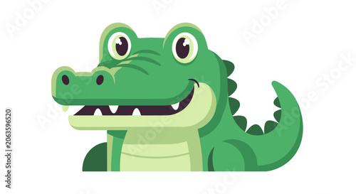 Tablou pe pânză Smiling Cartoon Alligator Character, Cute Green Reptile Illustration