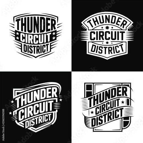 Four creative black and white thunder circuit district emblem designs
