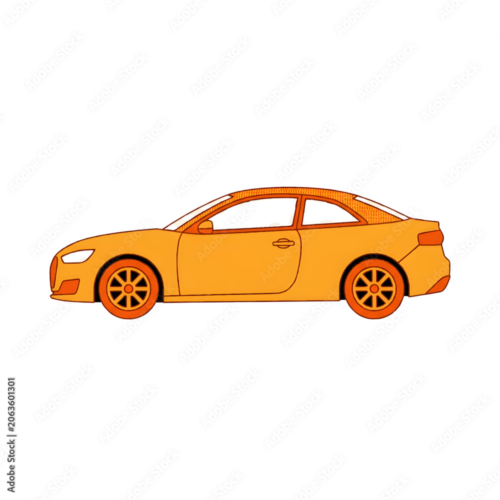Obraz premium Orange Coupe Car Vector Illustration - Modern Sporty Vehicle Icon