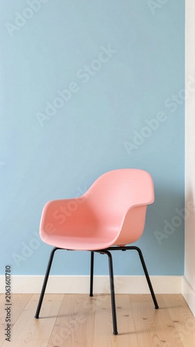 red chair in blue room
