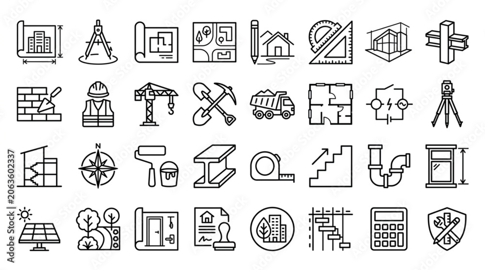 Fototapeta premium Construction and Architecture Icons Set.