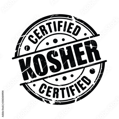 Fotografía Kosher Certification Stamp With Distressed Texture On White Background