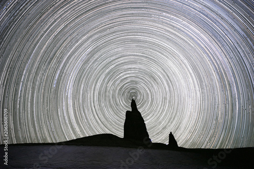 Star Trails around North Star at Morliver Peak near Hanksville, Utah