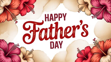 Happy Fathers Day celebration with flowers and elegant typography design
