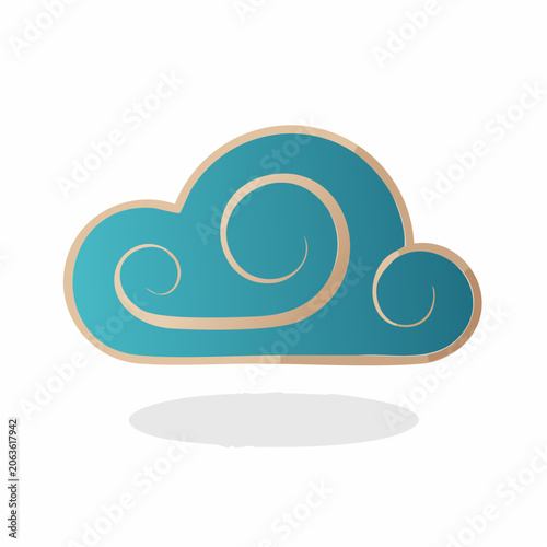 Stylized Blue Cloud with Swirls and Shadow