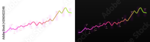 PNG image of Financial stock market line chart with upward trend, colorful gradient trading graph, business data visualization for investment and growth analysis isolated on Transparent