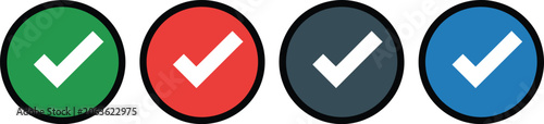 Fotografie Check mark, icon set, success and validation icons designed for user interface feedback verification systems and digital workflow graphics