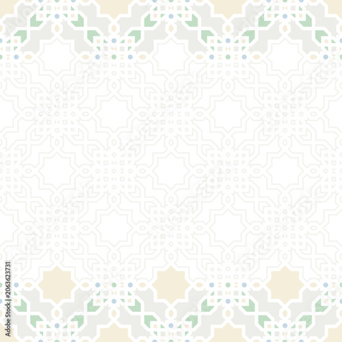 Seamless pastel islamic geometric pattern background with star motifs