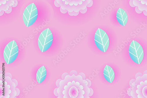 Flower and leaf striped on pastel background,beautiful pattern,modern design.