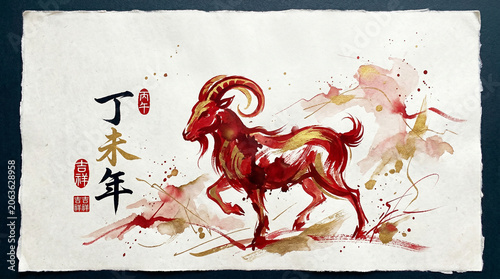 Year of the Goat 2027 Festive Chinese New Year Zodiac Goat Traditional Cultural Art