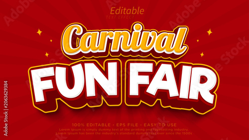 Editable text effect. Carnival funfair text style effect	