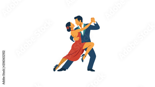 Tableau sur toile Elegant Couple Dancing Tango - Passionate Movement and Romance