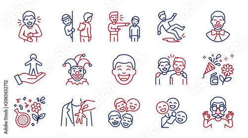 Fotografie Colorful illustrations of various emotions and actions