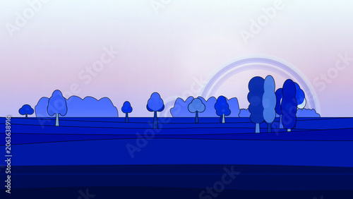 Leafy canopy environment with radial light sky, and mixed woodland trees