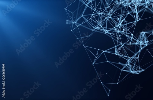 Bild auf Leinwand Abstract futuristic technology background with digital blue plexus network mesh