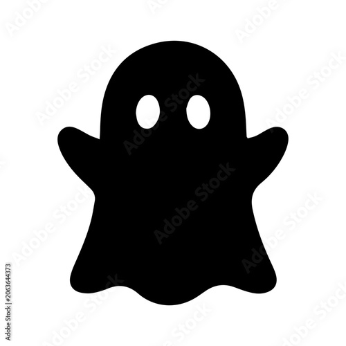 Cute floating ghost spooky solid black icon