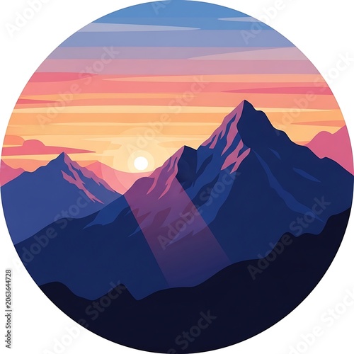 Vibrant Sunset Over Majestic Mountain Peaks.