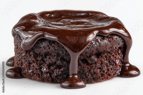 Decadent chocolate dessert with a glossy melted ganache finish