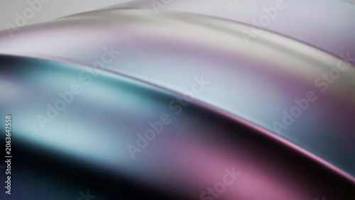 Closeup of a shiny, iridescent surface with colorful reflections and smooth curves