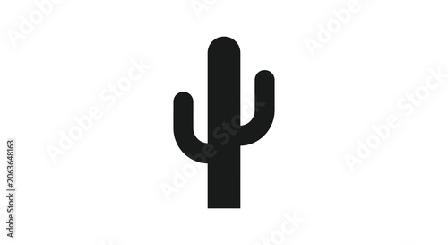 Schilderij op canvas Cactus silhouette on a white background simple botanical graphic