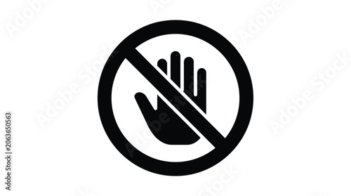 Cuadro en lienzo Prohibited hand gesture in a circle black silhouette