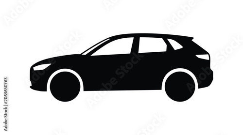 Obraz na plátně Compact crossover vehicle silhouette against a white background