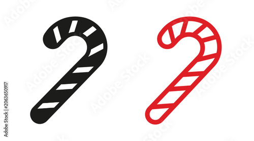 Candy Cane Silhouettes In Red And Black Colors Silhouette