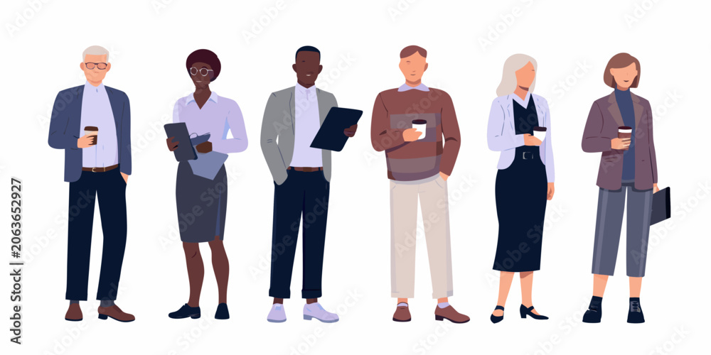 Fototapeta premium Diverse Businesspeople Vector Illustration On White Background