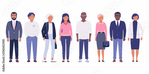 Cuadro en lienzo Diverse Businesspeople Illustration Flat Vector Style On White Background