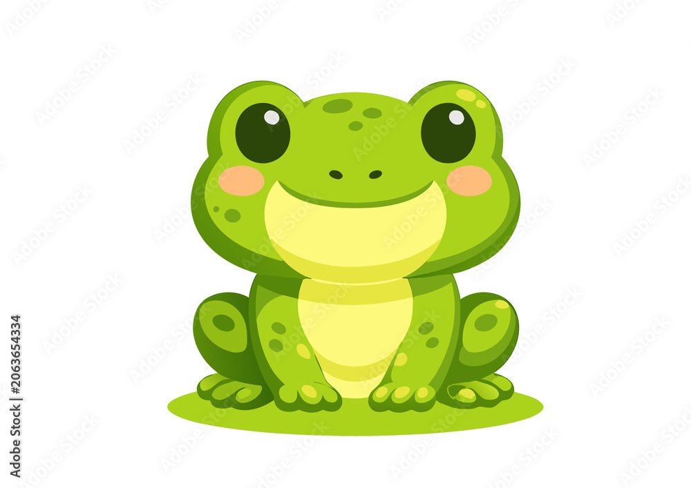 Obraz premium Cute Frog Cartoon Flat Vector Illustration