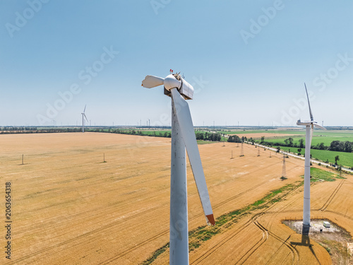 Collapsed windmill blade illustrates infrastructure decay. European Energy Efficiency Fund