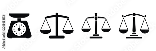 Quadro su tela Scales Icons for Law, Justice, Legal Services, Court Proceedings, and Judicial R